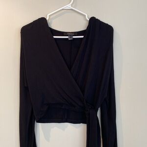 Forever 21 Black Crop Crossover Top, Size S
